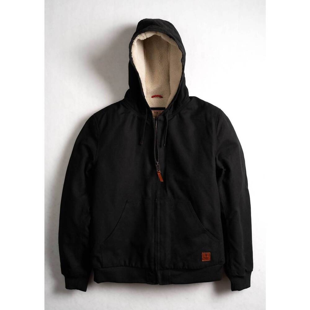 NEW IRON & RESIN men's canvas bunker hoodie in black